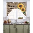thumbnail image 2 of Sunflower Yellow Kitchen Swag Valances for Windows, Sunshine Butterfly Farmhouse Wood Brown Swag Valances Curtains for Living Room, Rod Pocket Window Treatments for Bathroom, Bedroom, Cafe, 56"x36", 2 of 6