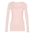 thumbnail image 3 of Mohiass Womens Long Sleeve Shirts Stretch Scoop Neck Ribbed T-Shirt Fitted Casual Basic Tops Pink S, 3 of 4