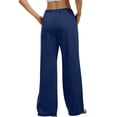 thumbnail image 6 of Women's Drawstring Sweatpants, Elastic Waist Casual Jogger Pants with Side Pockets Relaxed Athletic Lounge Running Fitness Wear | VerBelle,Navy 2XL, 6 of 7