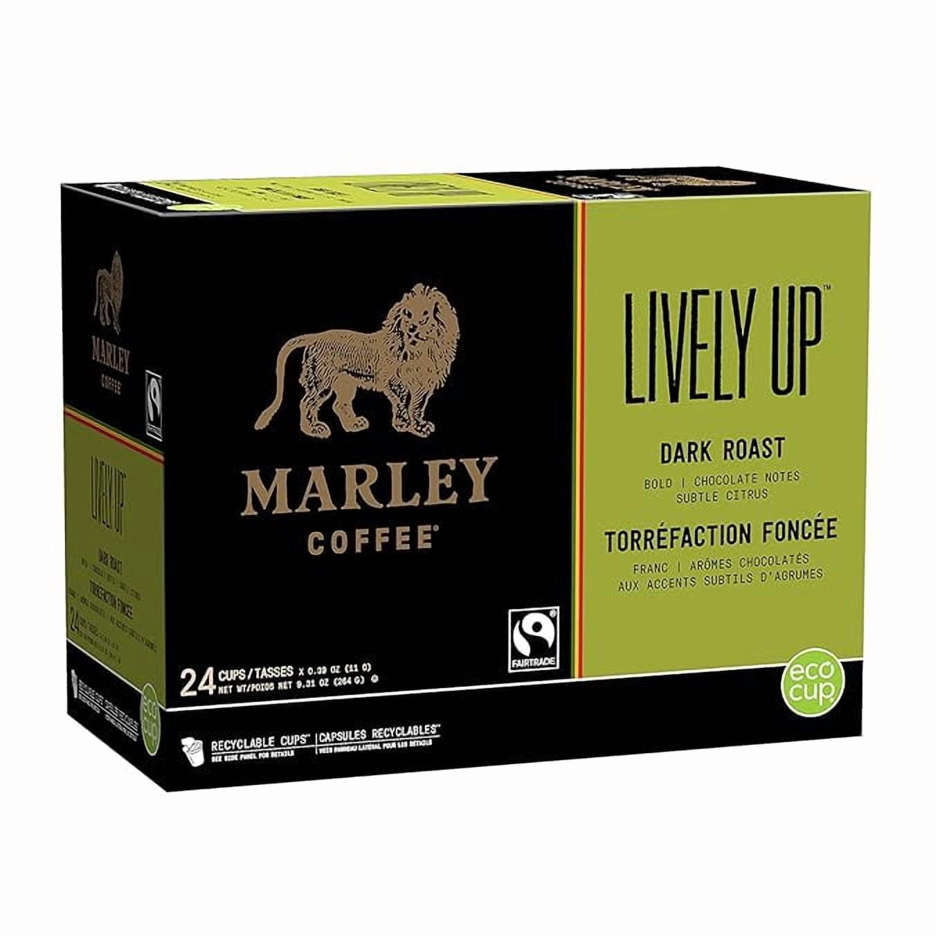 Marley Coffee Lively Up, Fairtrade Certified, Dark Roast Coffee, Keurig K-Cup Brewer Compatible Pods, 96 Count