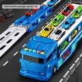 thumbnail image 3 of 1 Set Kids Truck Toy with Sound Light Guideposts Double Layers Foldable Track Alloy Mini Ejection Car Racing Inertial Drive Carrier Container Vehicle Toy Boys Birthday Gift, 3 of 7