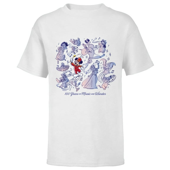 Disney 100 Years of Music and Wonder Mickey Mouse D100 - Short Sleeve T-Shirt for Kids - Customized-White