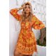 thumbnail image 3 of ABPHQTO Vestido Bohemio De Mujer Naranja Floral Latón Envejecido Abotonado, 3 of 5