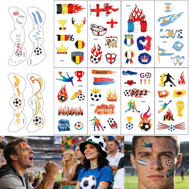 Tatuajes temporales XMASIR Soccer Sports World Cup 57 piezas