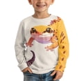 thumbnail image 3 of POLERO Leopard Lizard Shirt for 13-14Y Boys Long Sleeve Blue Beige Casual T-Shirt Toddler Kids Crew Neck Pullover Lightweight Tee Shirts, 3 of 6