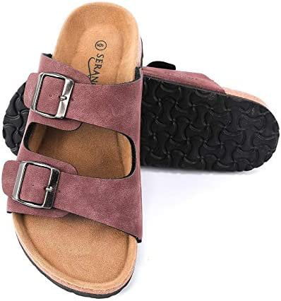 Seranoma Slide Sandals for Women - Comfortable Slip On Cork Footbed ...