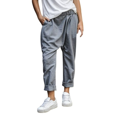 

Akiihool Pants For Women Womens Capri Yoga Pants Loose Drawstring Pajama Pants Lounge Joggers Pants with Pockets (Grey XL)