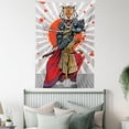 thumbnail image 3 of Japanese Tapestry, Samurai Tiger with Traditional Clothes Starburst Lines and Paint Stains Background, Wall Hanging for Bedroom Living Room Dorm Decor, 60W X 80L Inches, Multicolor, by Ambesonne, 3 of 5