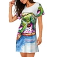 thumbnail image 2 of Balery Alligator Donut Pool Float Camisón de manga corta con cuello redondo para mujer, cómodo y elegante., 2 of 6