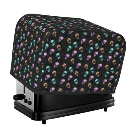 

KLL purple cyan brown Skull Print 2 Slice Toaster Dust Covers Kitchen Small Appliance Cover with 2 Pockets Can hold Jam Spreader Knife & Toaster Tongs (11.4 x 7.9 x 7.5)