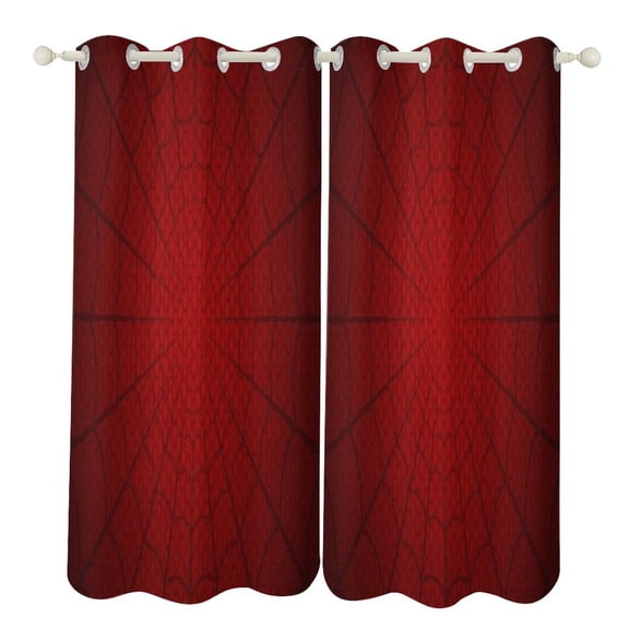 Red Spider Web Black Cartoon 2 Panels Blackout Curtains for Bedroom Living Room Drapes Kitchen Room Window Curtain Grommet