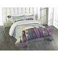 thumbnail image 2 of Ambesonne Fantasy Quilted Coverlet 3 Pcs, City of Old Books Birds, Queen Size, Red and Blue, 2 of 4