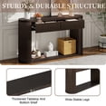 thumbnail image 4 of GZXS 2-Tier Console Table with Three Drawers, 59" Oval Accent Table with Fluted Legs and Bottom Storage Shelf, Entryway Sofa Table in Espresso, Easy Assembly, 4 of 10