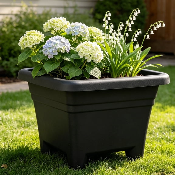 YardChic Square Planters, Square Plastic Planter Pot, Outdoor Flower Pots, Breathable Root Control Planter, Heavy Duty Thickened Planter for Indoor Outdoor Vegetables & Trees, 11" x 7.5"