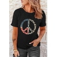 thumbnail image 1 of ABPHQTO Camiseta de manga corta con estampado gráfico de símbolo de paz de leopardo con bandera de EE. UU. negra para mujer, 1 of 5