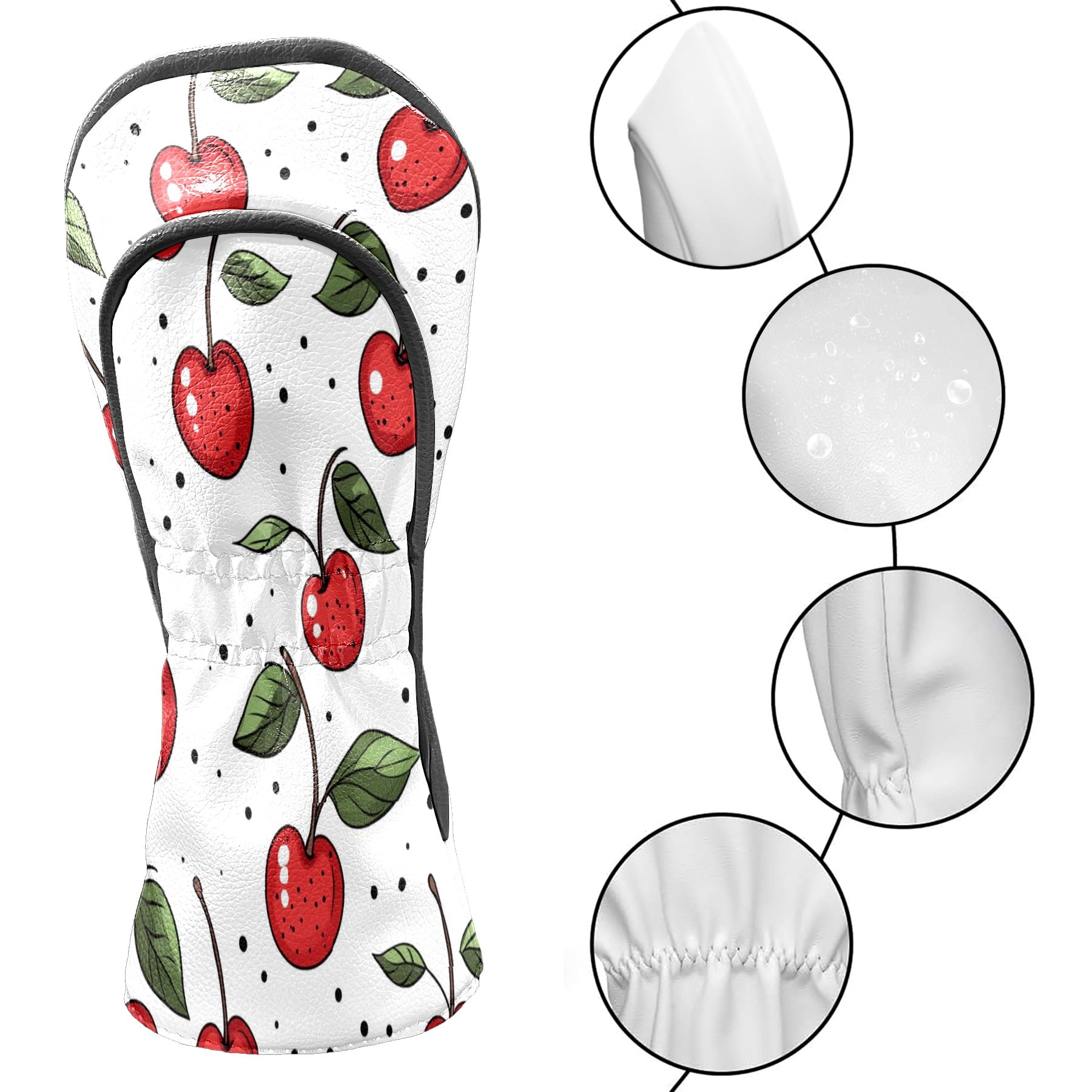 Golf Head Covers Cherry Blossom Pattern for Driver, Wood & Hybrid, Premium Waterproof PU Leather with Plush Lining, Delicate Floral Golf Gifts
