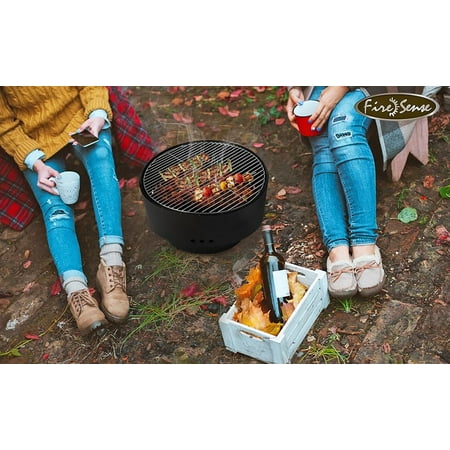 Fire Sense Fire Pit Revolver Firepit Backyard for Camping Bonfire with Grill Rack & Hardwood Top-24“