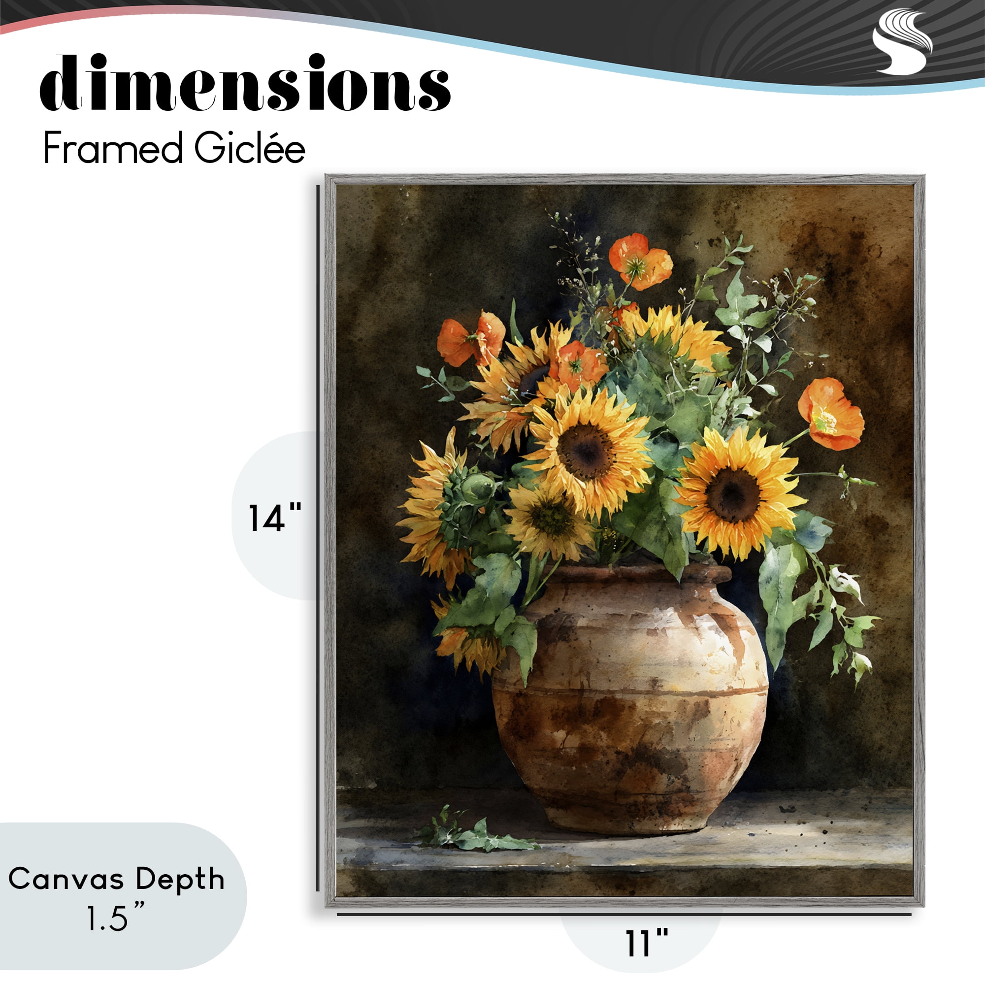 Stupell Industries Rustic Sunflower Display Gray Framed Giclee Art, design by Franklyn Gregory