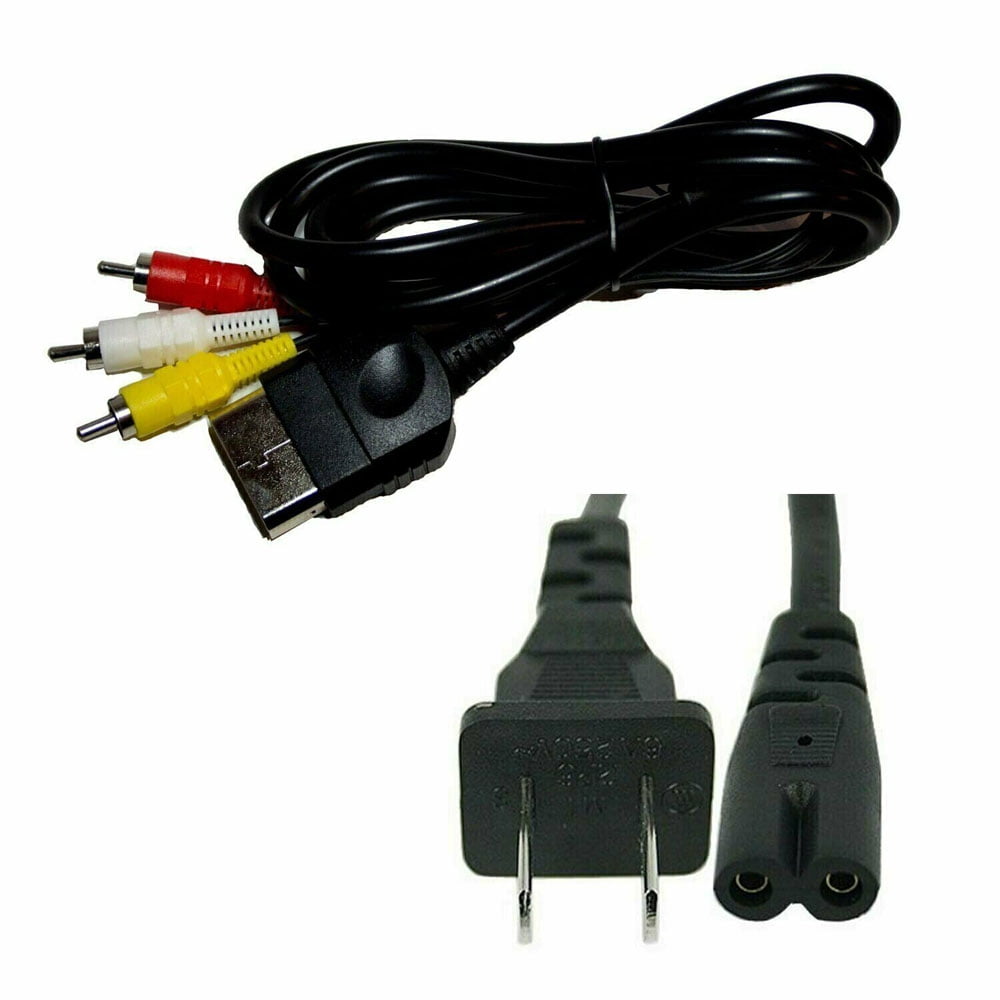 Xbox 1.8M 24P Three-Row AV Cable / 8-Figure Tail Power Cord for the Original Xbox Microsoft TV Charger Bundle
