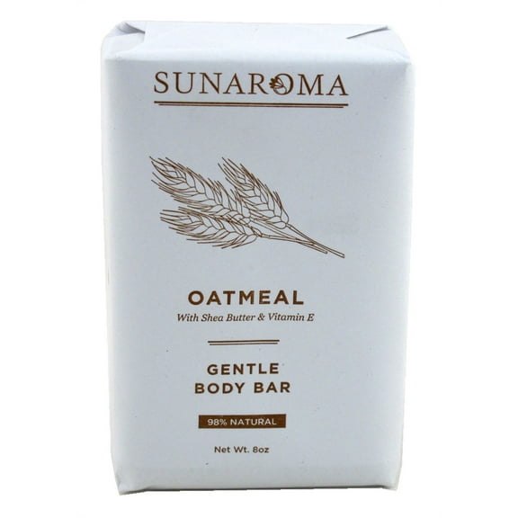 Sunaroma Oatmeal Bar Soap with Shea Butter & Vitamin-E 8 Ounce (Pack of 2)