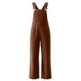 thumbnail image 5 of Womens Corduroy Overalls, Straight Leg Jumpsuit with Front Pocket and Side Pockets, Casual Pants for Outdoor and Walking | VerBelle,Brown L, 5 of 8