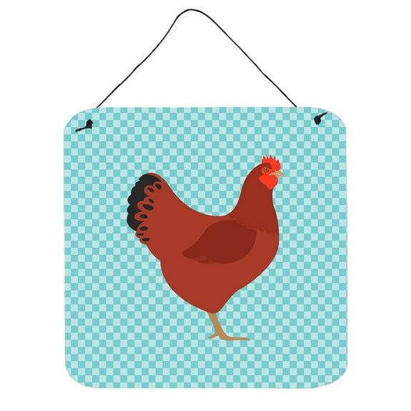 Carolines Treasures BB8017DS66 New Hampshire Red Chicken Blue Check Wall or Door Hanging Prints, 6 x 6 in.