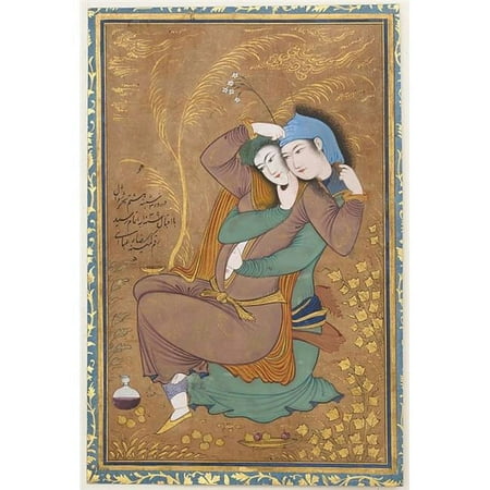 The Lovers Poster Print by Painting by Riza-Yi Abbasi - Ca. 1565 1635 - 18 x 24
