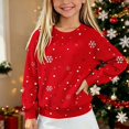 thumbnail image 2 of ITSAME Christmas Sweater for Girls (5-15) Snowflake Polka Dot Print Crewneck Long Sleeve Knit Pullover for Holiday Party Size 11, 2 of 6