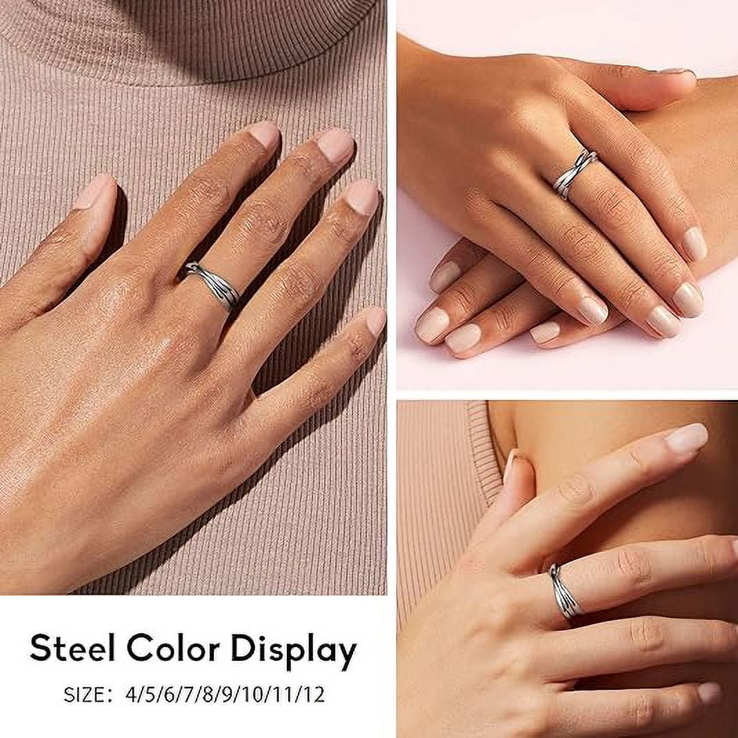 Interlocking Band Rings for Women Girls Stainless Steel Stacking Cross Rings in Silver Gold Rose Gold Black Tone Minimalist Promise Ring for Love Engagement Wedding Size 4 12 Walmart
