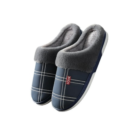 

Daeful Womens Comfort Non-slip Fuzzy Slipper Indoor House Slippers Casual Closed Toe Large Code [Tibetan Qing] PU 10.5-11