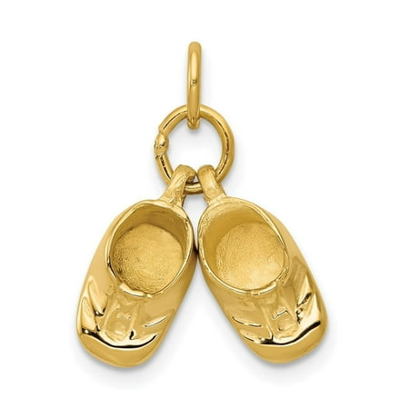 Auriga Fine Jewelry 14K Yellow Gold Polished Shoes Charm Pendant for Women (L-15 mm  W-15 mm)