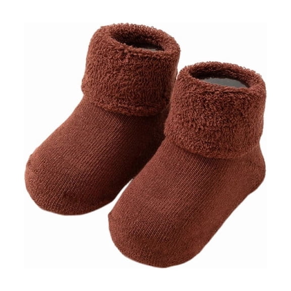 BFHHYA Boys Girls (6M-2Y) Boys Girls Fuzzy Slippers Floor Socks Non-Slip Thickened Warm Socks for Crawling & Walking Indoor Play & Home Use