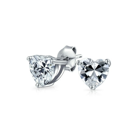.75CT Cubic Zirconia Heart Shaped AAA CZ Solitaire Stud Earrings For Women For Girlfriend 925 Sterling Silver 5 6 7
