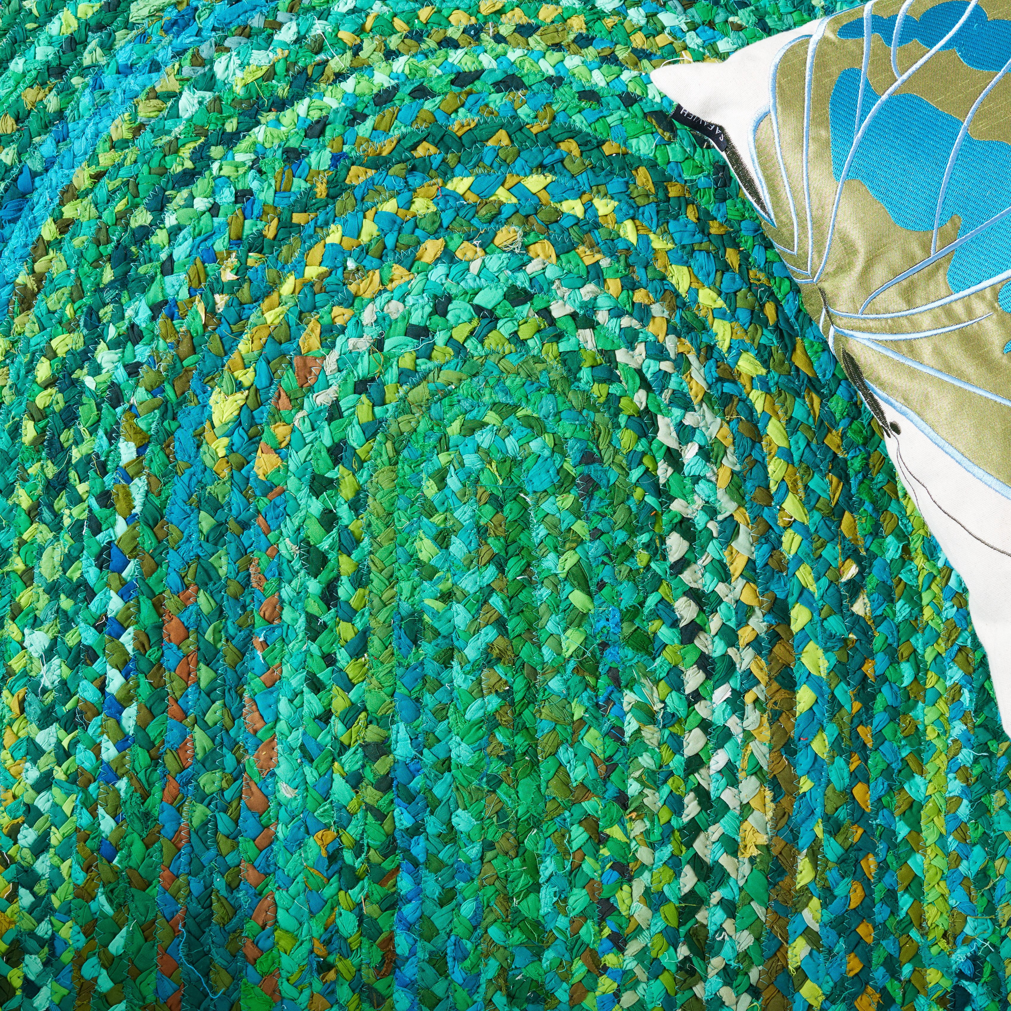 SAFAVIEH Braided Paisley Transitional Cotton Reversible Area Rug, Green, 6' x 9' Oval