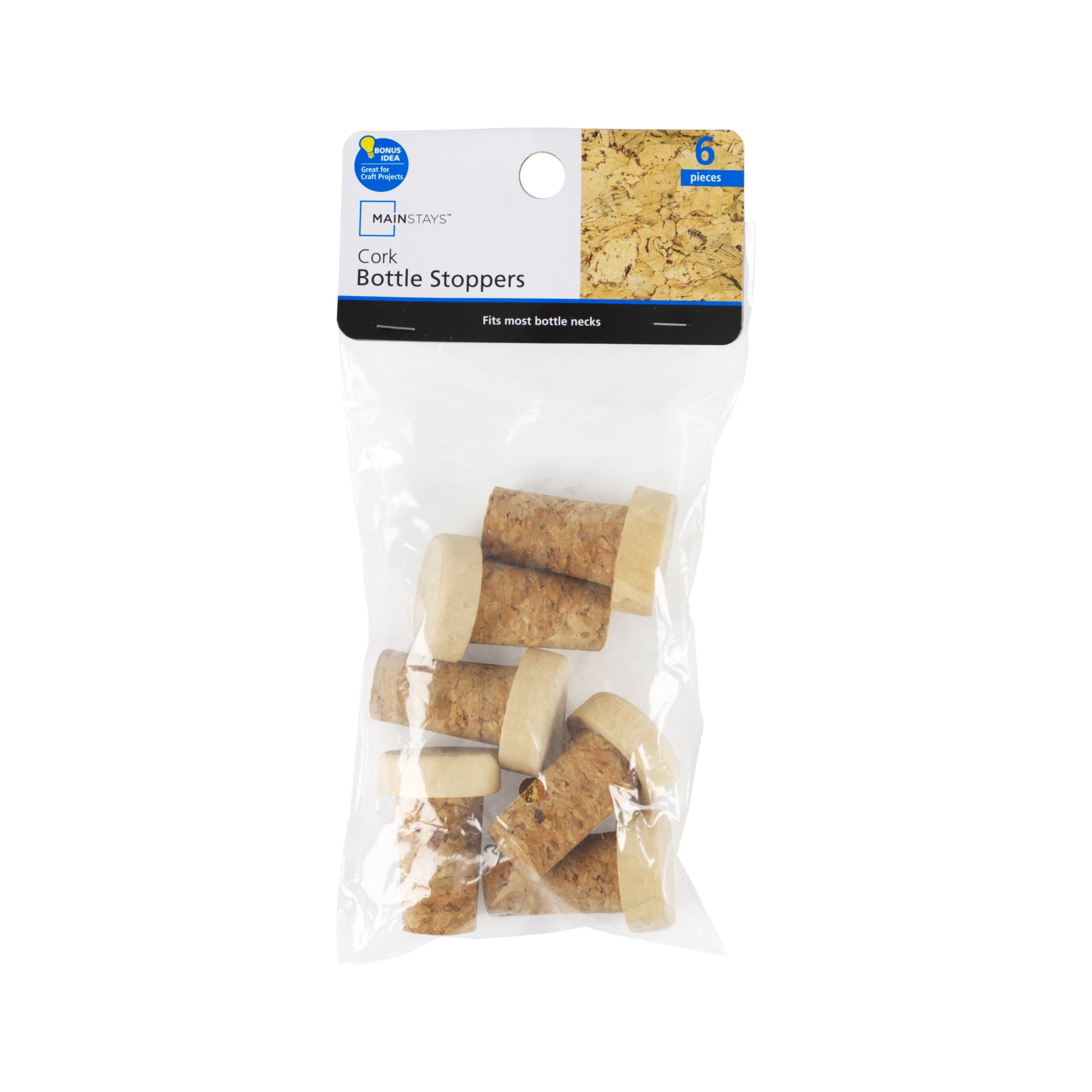 Mainstays Set of 6 Wine Bottle Corks for Sealing Bottles, Brown