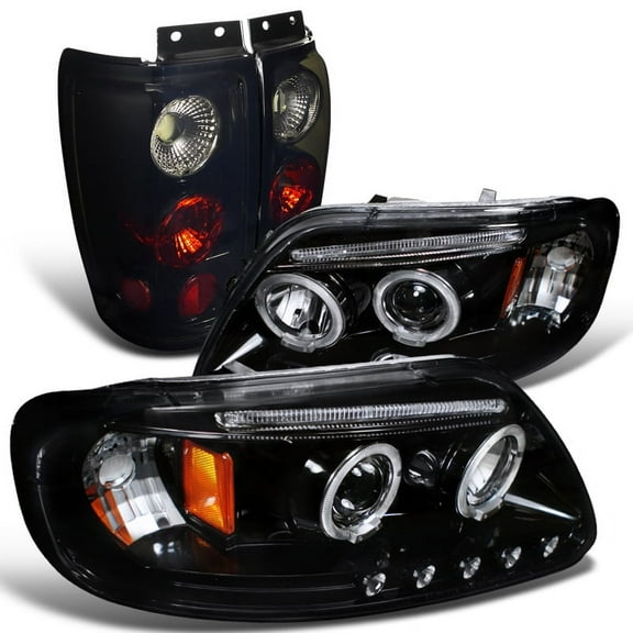 Spec-D Tuning Black Projector R8 Style Headlights   LED Driving Fog Lamp Compatible with Ford Expedition Left   Right Pair Headlamps Assembly