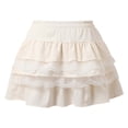 thumbnail image 5 of ZHOGXU Women'S Skirt Summer Elastic Waist Solid Color A Line Lace Trim Fashion Comfortable Mini Tutu Skirt For Everyday Wear,Beige,L, 5 of 9
