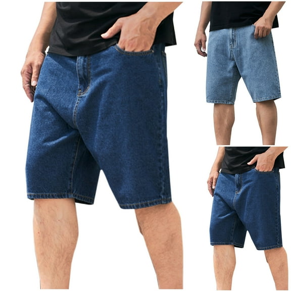 DDAPJ pyju Big and Tall Jean Shorts for Men Classic Straight Leg Denim Shorts Relaxed Fit Casual Work Shorts Lightweight Summer Short Jeans with Pockets Blue 3XL