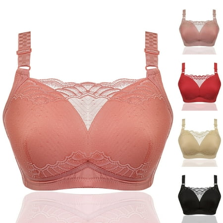 

Mixpiju Women s 18 Hour Ultimate Lift and Support Wireless Bra Wirefree Bra Lace Beautiful Back Anti-burnout Breast-feeding Underwear Orange 90