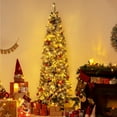 thumbnail image 2 of NALONE 7FT Pre-Lit Snow Christmas Tree with Remote Control and Timer, Snow Flocked Artificial Pencil Christmas Tree with 798 Tips, Pinecones Red Berries, 9 Lighting Modes (Snow Pencil Tree, 7 FT), 2 of 9