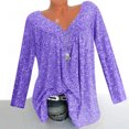 thumbnail image 2 of Pompotops Blouse à Manches Longues Col en V Imprimée pour Femmes Grande Taille Pull Tops Chemise Liquidation, 2 of 8