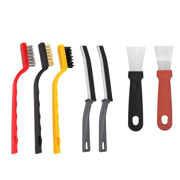 Deeceymbur Kitchen Cleaning Tool 7-Piece Set - Includes 3 Gapss Brushes, 2 Scrapers, and 2 Slotted Brushes with 6 Hooks, Comprehensives Cleaning Kit for Efficient Kitchen Hygiene Multicolor