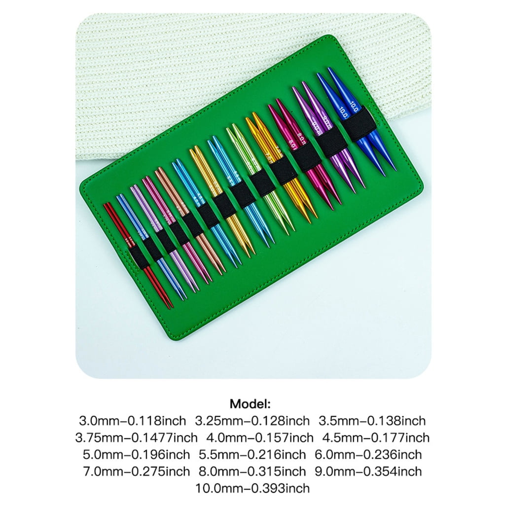 Miiottaa 13Pairs Interchangeable Circular Aluminum Knitting Needle for Sweater Scarf Bag