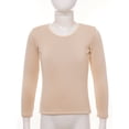thumbnail image 3 of Jowowha Girls Fleece Dance Shirts Long Sleeve Thermal Tops Kids Warm Winter Tee Base Layer Ballet Nude 130, 3 of 7