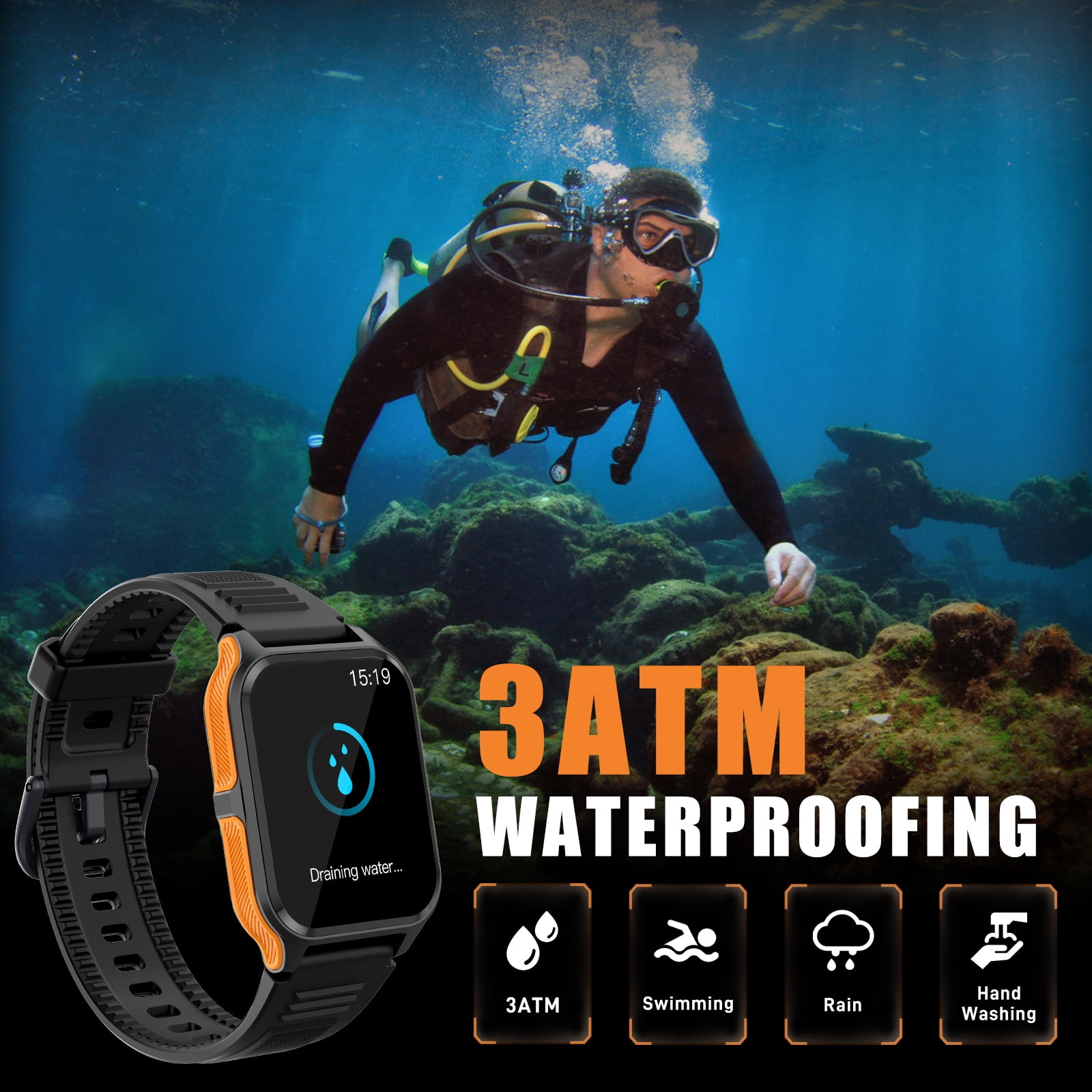 XAXRE P73 Smart Watch for Men(Answer/Make Calls) 3ATM Swimming Waterproof 1.83” Watch with 100+ Sports Modes Pedometer Smartwatch Compatible with iOS Android, 1pc