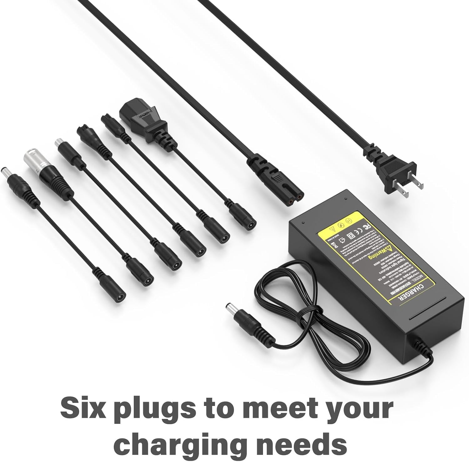54.6V 2A Fast Charger 7 in 1 Plugs Universal for 48V 13S Lithium Batteries, Pinkind 48V Li-ion Battery Charger Replacement for Razor