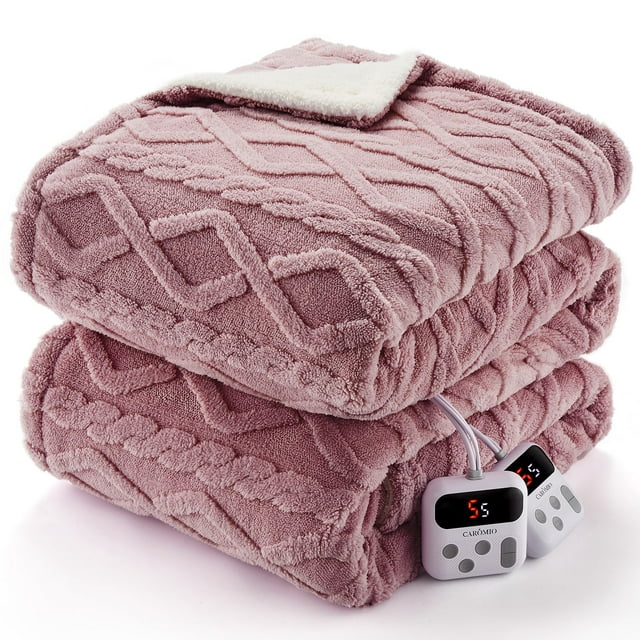 GloryStar Electric Heating Blanket, Thick Tufted Sherpa, 10 Heating Levels & 10 Time Settings, ETL Certified, Machine Washable