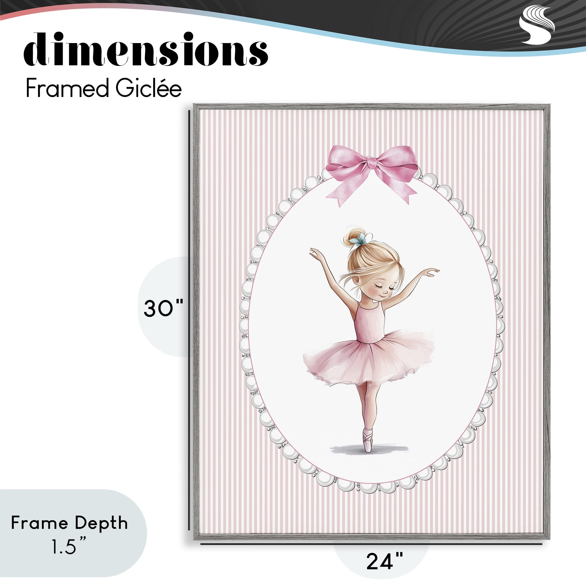 Stupell Industries Dance Pink Ballerina Gray Framed Giclee Art, design by Christine Simpson Art