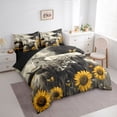 thumbnail image 3 of Homewish Highland Cattle Bedding Comforter Set 7pcs for Teenagers,Farmhouse Animal Queen Bedding Sets Super Cozy,Chic Floral Sunflowers Queen Sheet Sets,Lightweight Room Decor,Reversible, 3 of 8