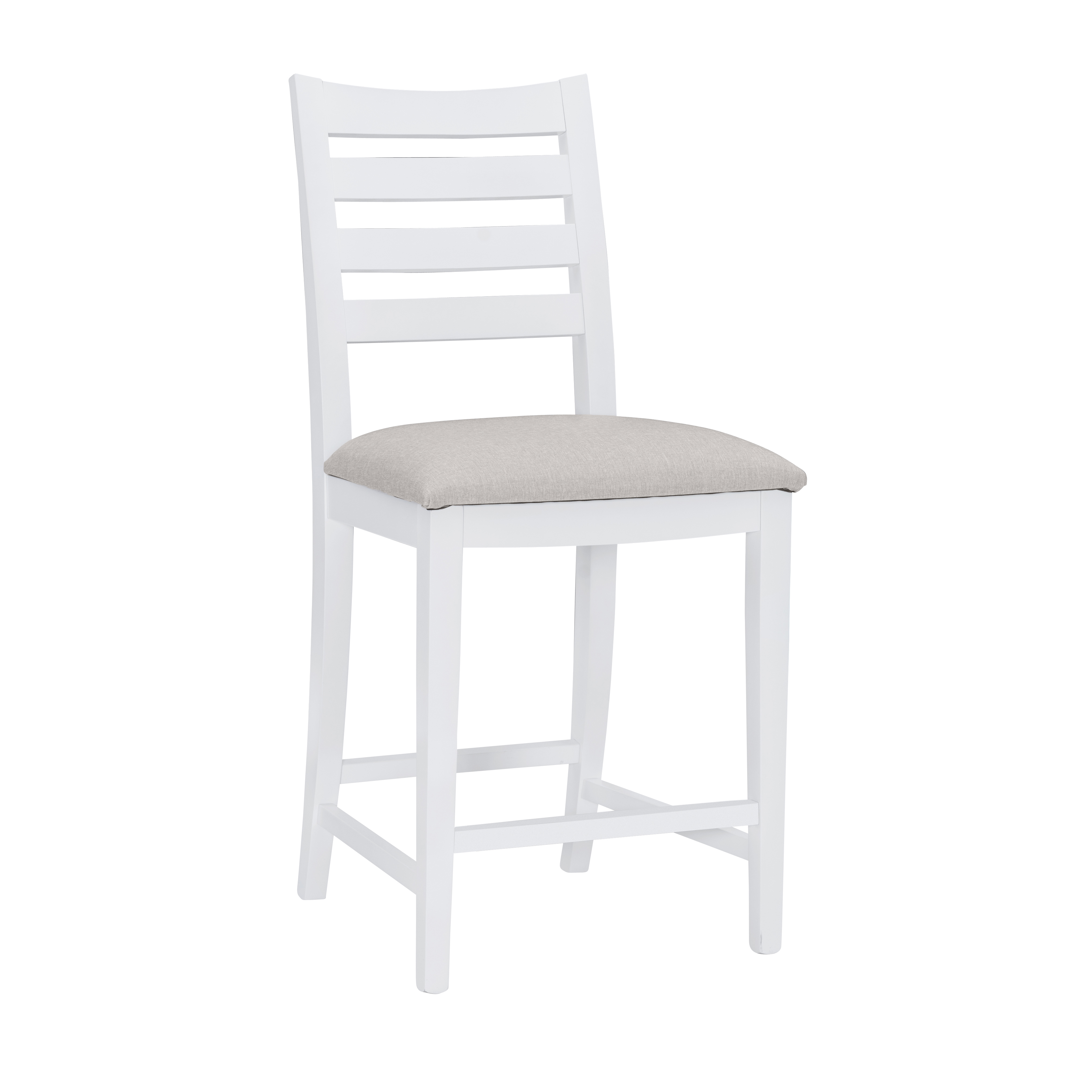 Linon Holdrege 22" High Back Counter Stools, Set of 2, White/Light Gray Faux Leather